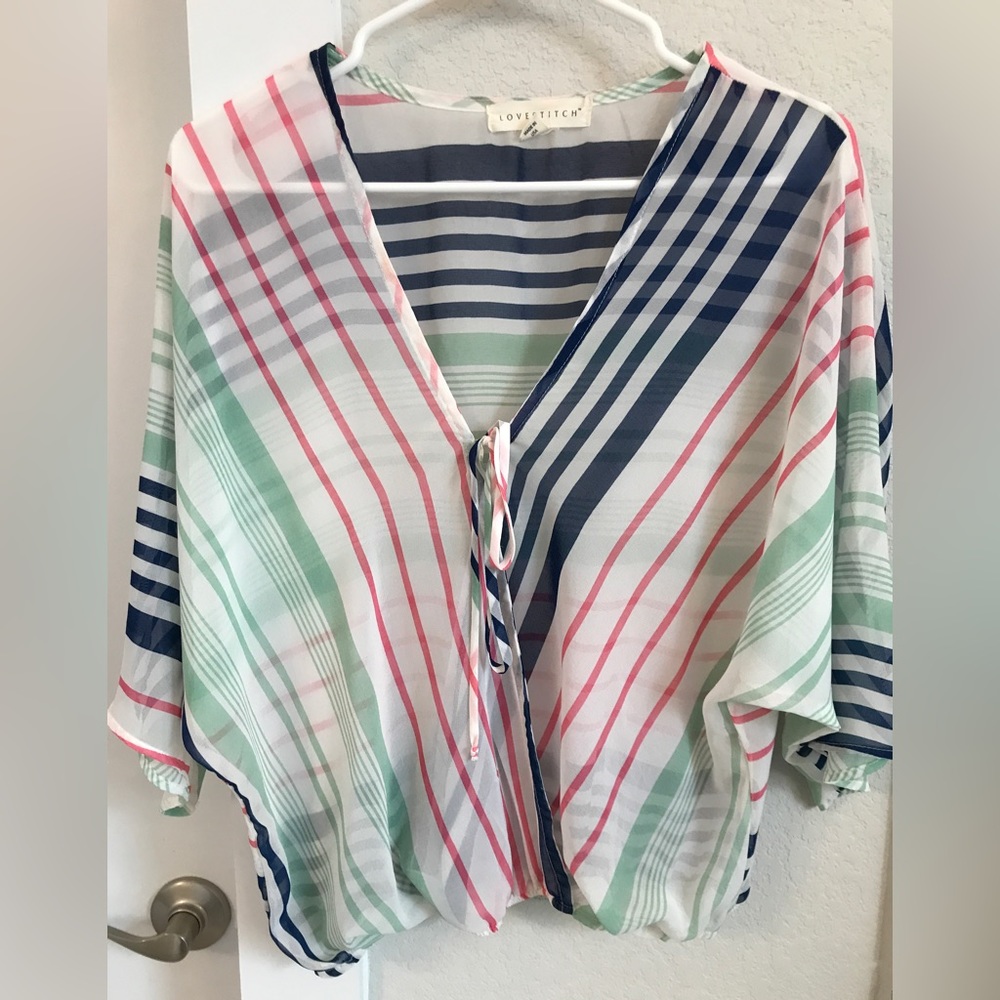 Striped Summer Blouse Size Small